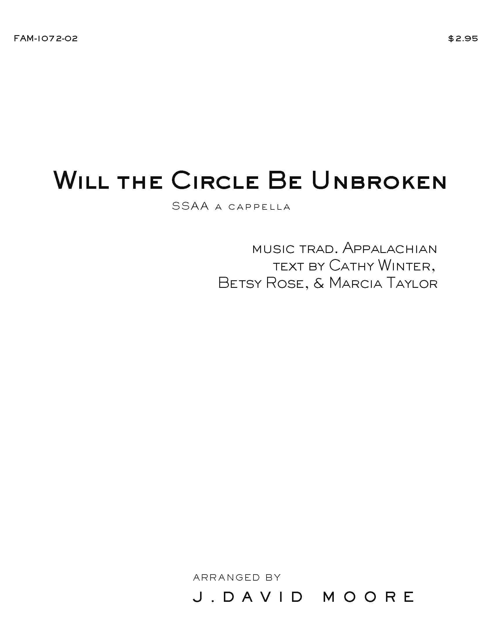 Will the Circle Be Unbroken (TTBB) Graphite Publishing