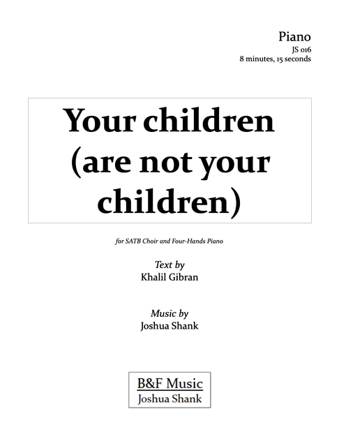 Your Children Are Not Your Children (4 Hands Piano Score) cover
