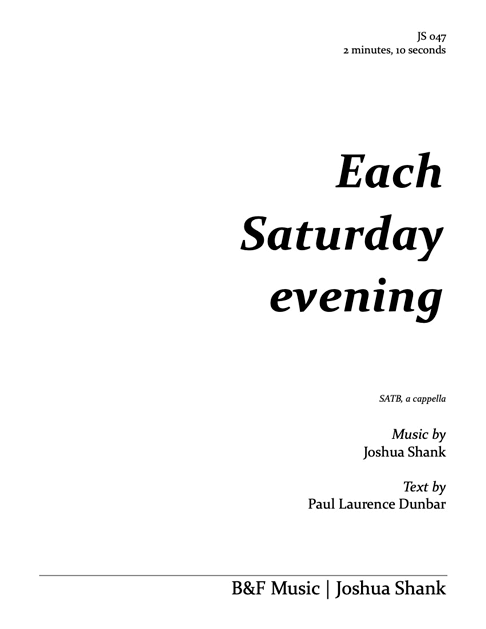 Each Saturday evening cover