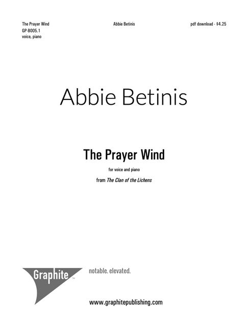 The Prayer Wind (from The Clan of the Lichens) Score Cover