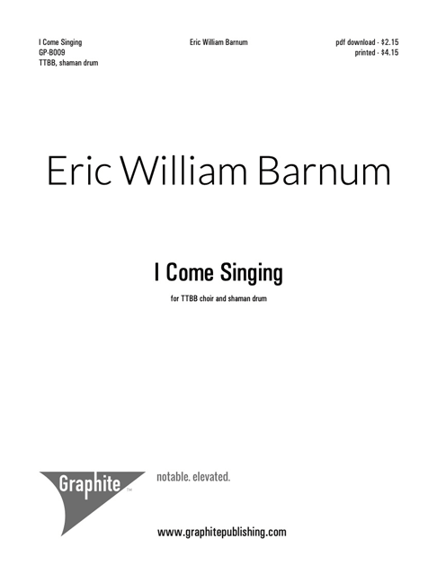 I Come Singing Score Cover