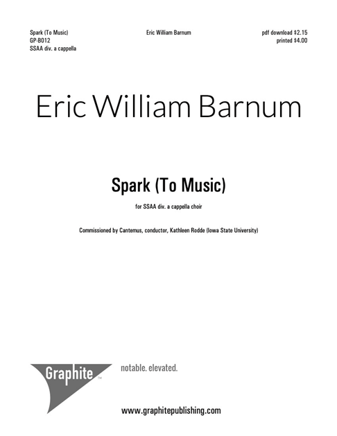 Spark (To Music) Score Cover