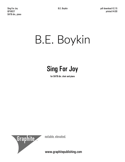 Sing for Joy Score Cover