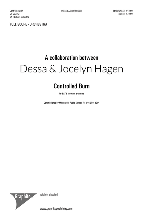 Controlled Burn (orchestral score and parts) Score Cover