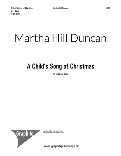 A Child's Song of Christmas Score Cover