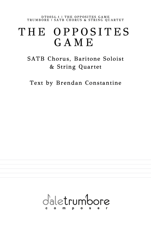 The Opposites Game String Quartet Full Score Cover