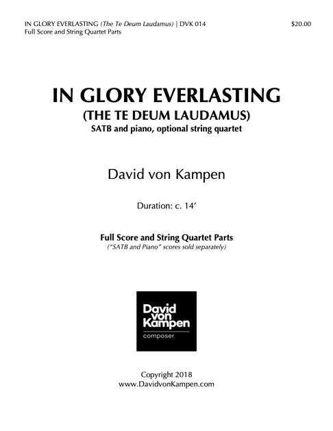 Te Deum Full Score cover