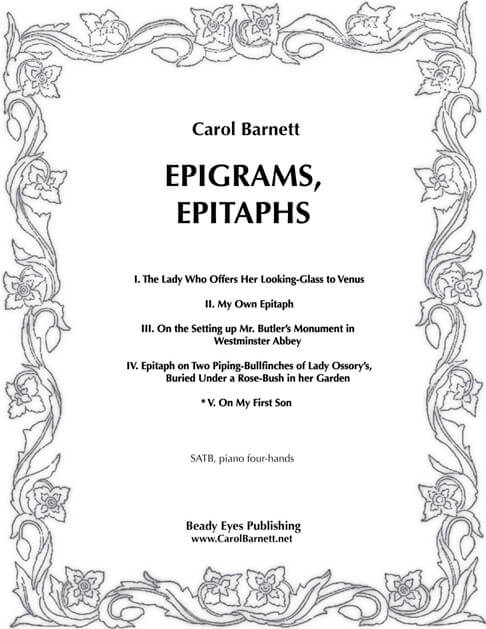 5. On My First Son (from Epigrams