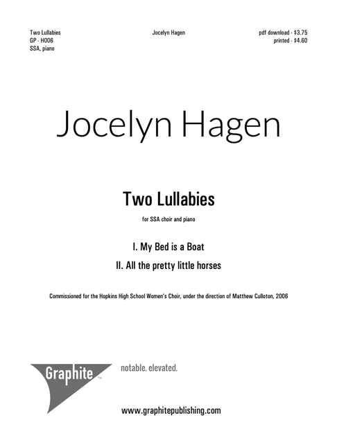 Two Lullabies Score Cover