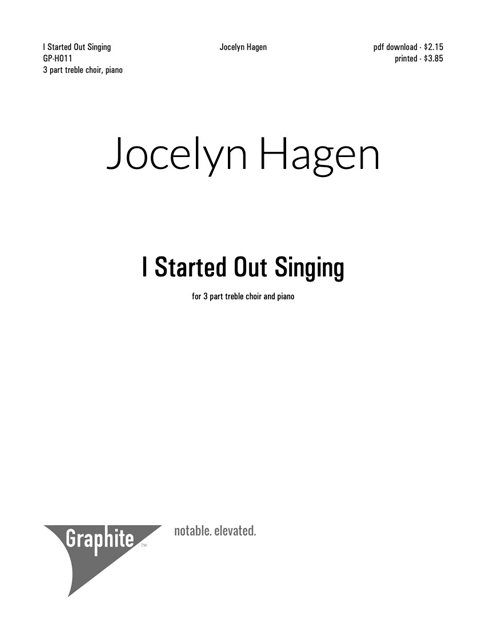 I Started Out Singing (SSA) Score Cover