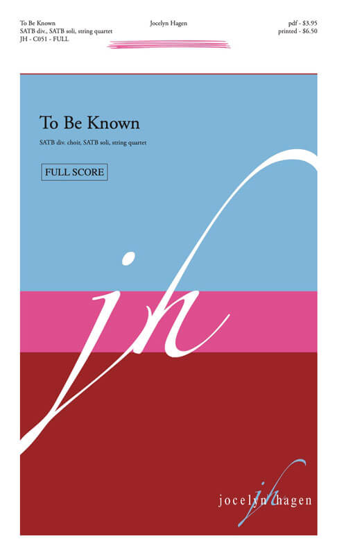 To Be Known (Full Score) cover