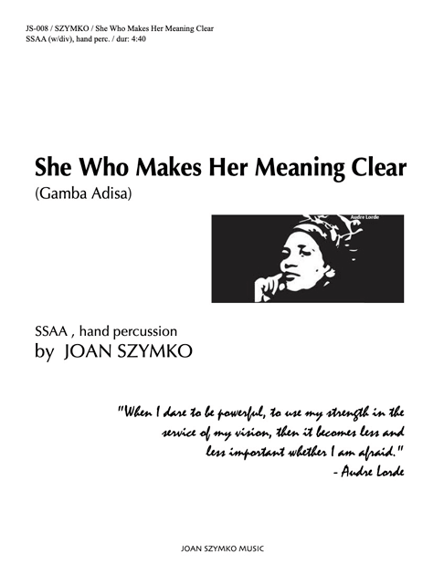 She Who Makes Her Meaning Clear (SSAA) cover