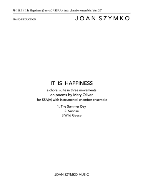 It Is Happiness (Choral Rehearsal Score) cover