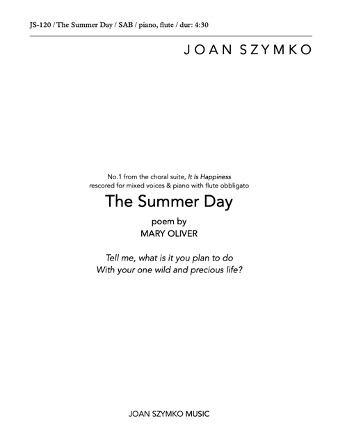 The Summer Day (SAB) cover