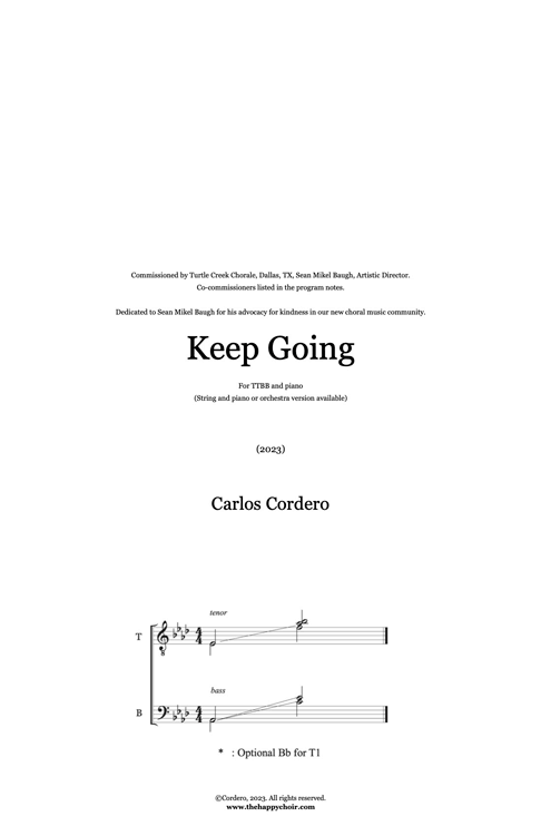 Keep Going (TTBB Full Orchestra Score)  cover