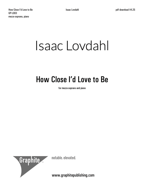 How Close I'd Love to Be Score Cover