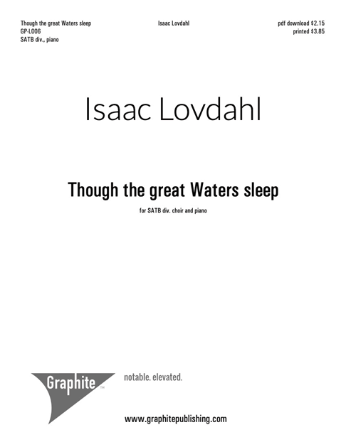 Though the great Waters sleep Score Cover