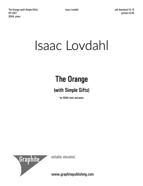The Orange (with Simple Gifts) Score Cover