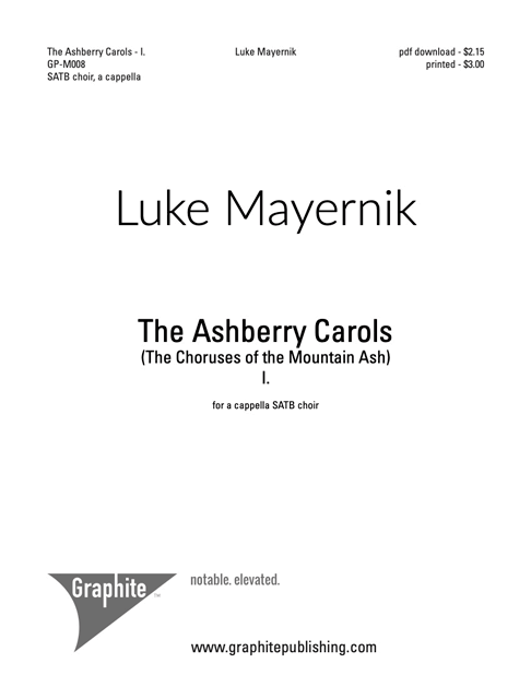 The Ashberry Carols - I. (The Choruses of Mountain Ash) Score Cover