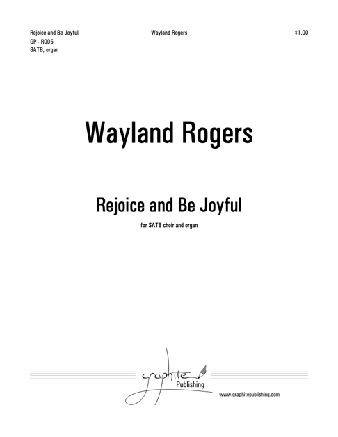 Rejoice and Be Joyful Score Cover