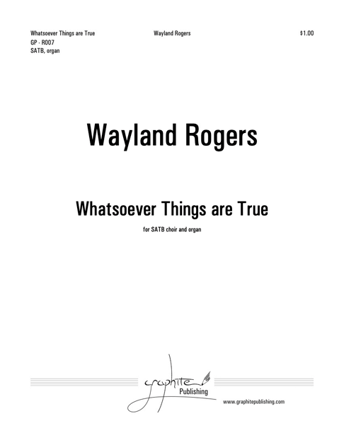 Whatsoever Things are True Score Cover