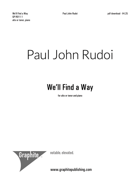 We'll Find a Way (alto or tenor) Score Cover