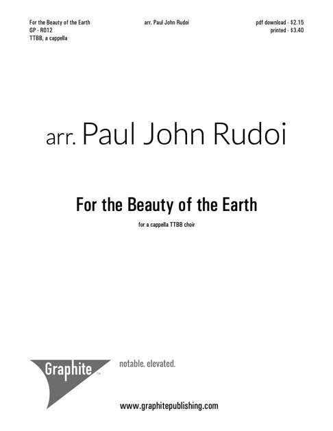 For the Beauty of the Earth (TTBB) Score Cover