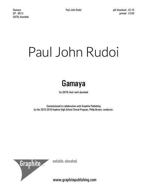 Gamaya (SATB) Score Cover