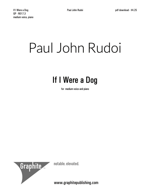 If I Were a Dog (medium voice) Score Cover