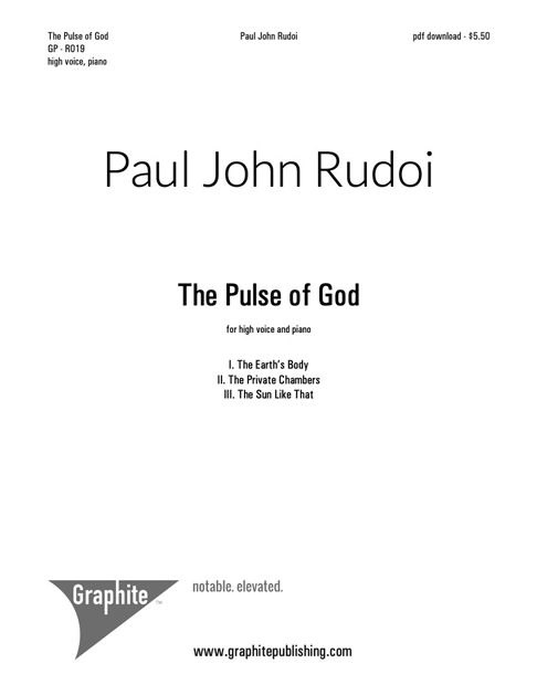 The Pulse of God Score Cover