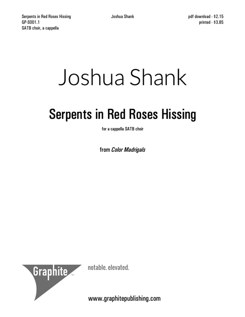 Serpents in Red Roses Hissing from (Color Madrigals) Score Cover