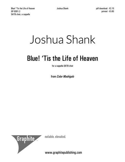 Blue! 'Tis the Life of Heaven Score Cover