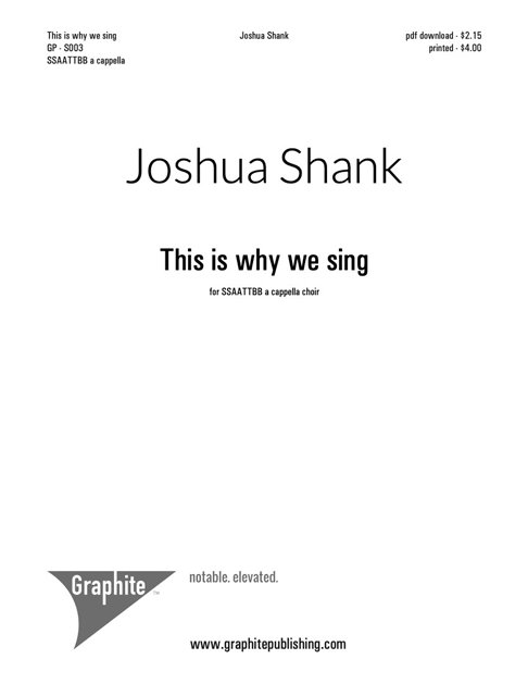 This is why we sing Score Cover