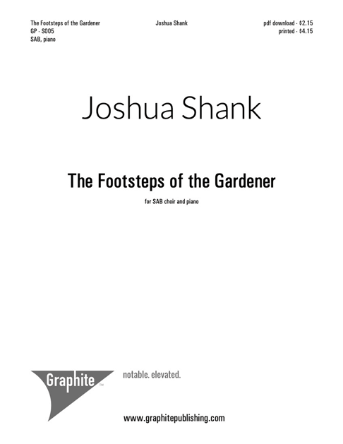 The Footsteps of the Gardener Score Cover