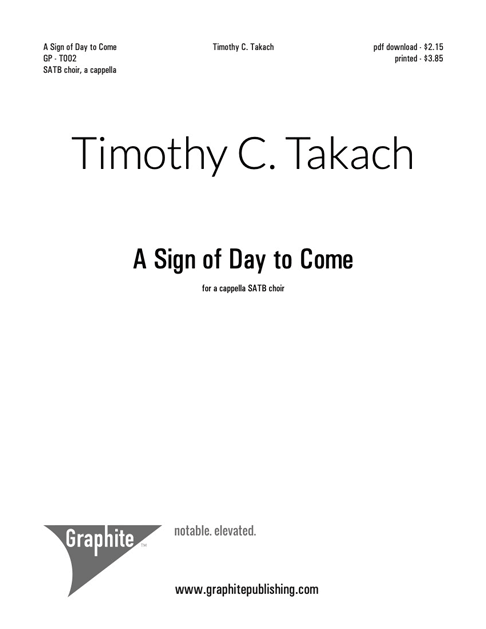 A Sign of Day to Come Score Cover