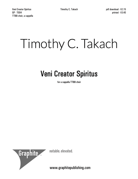 Veni Creator Spiritus Score Cover