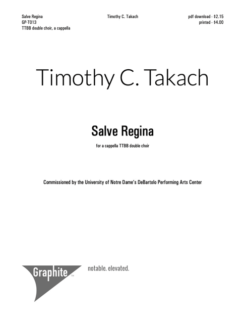 Salve Regina (Takach) Score Cover