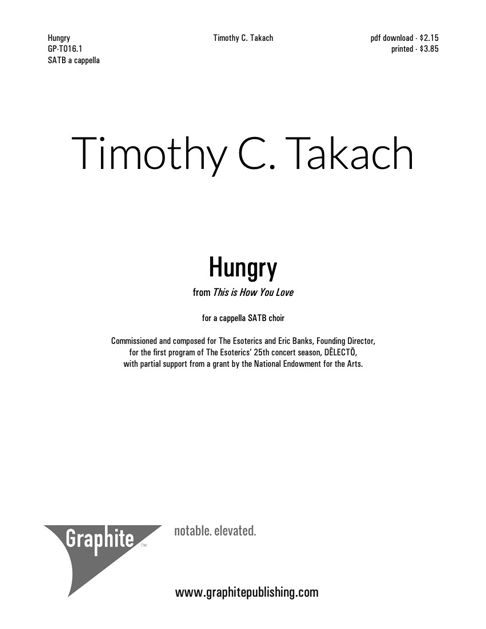 Hungry (from This is How You Love) Score Cover