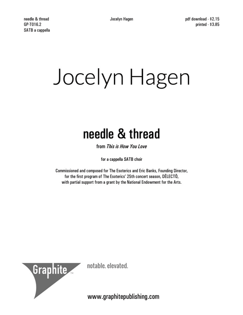 needle & thread (from This is How You Love) Score Cover