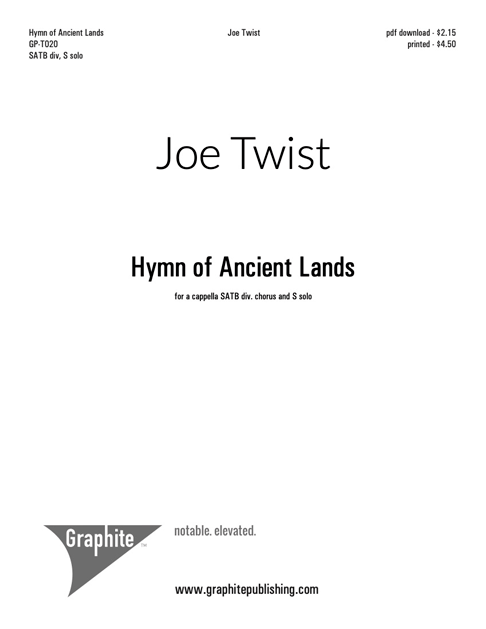 Hymn of Ancient Lands Score Cover