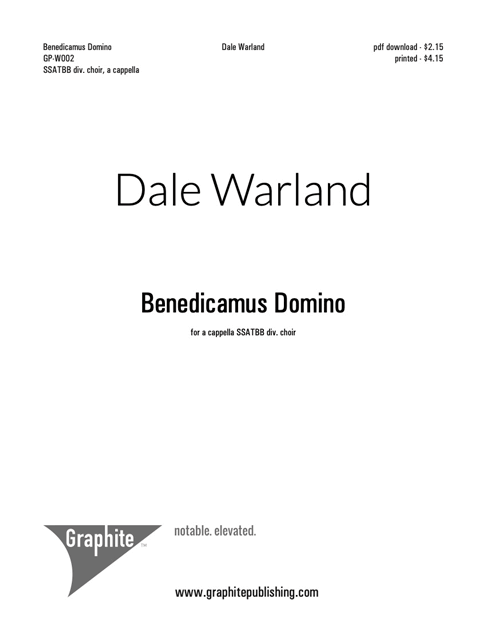 Benedicamus Domino Score Cover