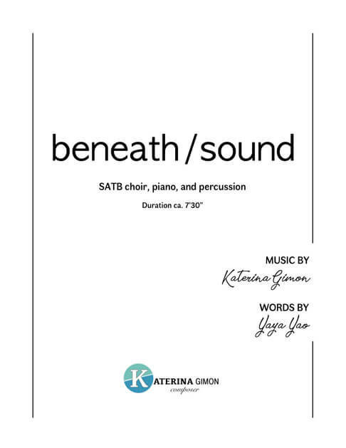 beneath sound SATB piano full score cover